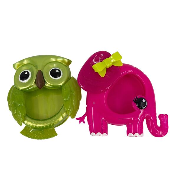 Bath & Body Works Scentportable Lot of 2 Green Owl Pink Elephant Slatkin Clip On - Picture 1 of 8